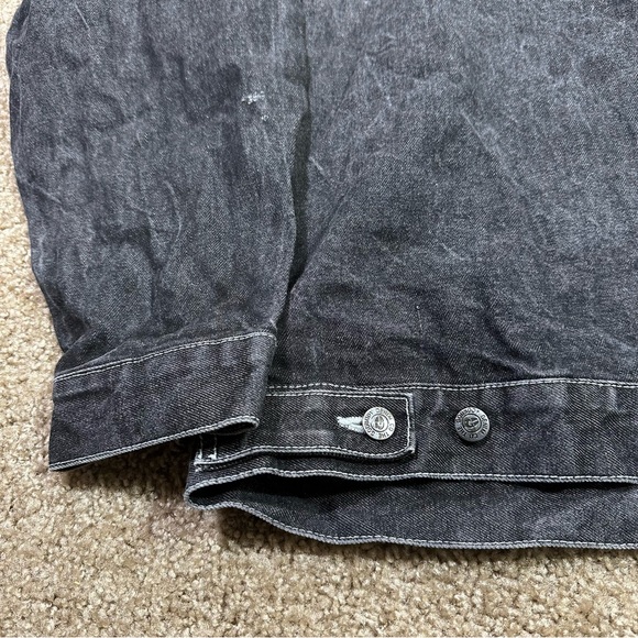 Vintage Godbody Black Denim Jacket Men’s Size XL Button Up Streetwear Hip Hop - Picture 11 of 13